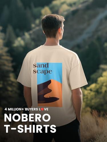 Image of Nobero Men's Oversized Graphic T-Shirt for Men | Soft Cotton | Drop Shoulder Relaxed Fit | Printed Casual Tshirt for Men
