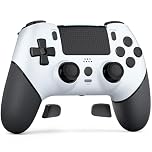 CHEREEKI Wireless Controller for PS4, Compatible with P-S4/Slim/Pro Bluetooth Gamepad Joystick PS4 Remote Control with Paddles Dual Vibration Turbo Six Axis Touch Panel Stereo Headphone Jack White