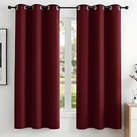 Deconovo Home Decorative Red Blackout Curtains Thermal Insulated Eyelet Curtains Ring Top Curtains for Girls Bedroom Red 42 x 63 Inch 2 Panels