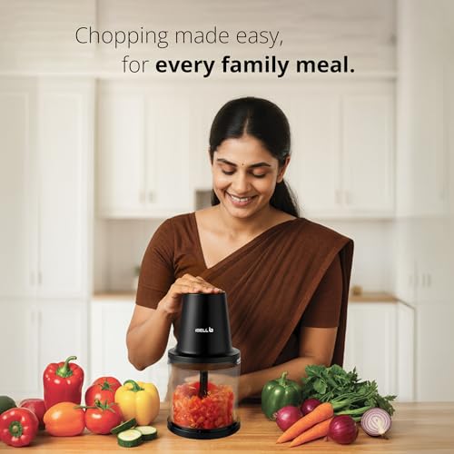 Image of iBELL Electric Chopper for Kitchen Use with 840ml Large Transparent Bowl, 2 Speed Control, Multipurpose Food Chopper for Chopping, Mincing, Dicing, Pureeing, Whisking & Ice Crushing (Black)