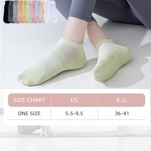 Image of Yoga Socks Women 5 Pairs Professional Sports Non-slip Silicone Running Women's Mesh Breathable Pilates Boat Socks, Medium