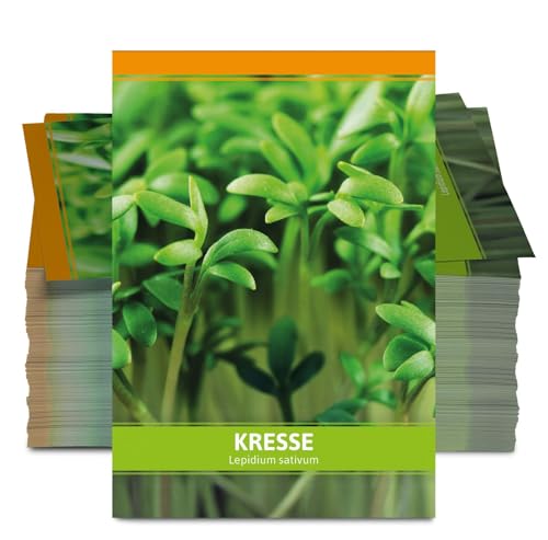 FLORTUS Kressesamen für Gastgeschenke (100 Stück) | Kleine Geschenktüten Sprossen Samen für Kresse als Dankeschön Geschenke & Werbegeschenke | Kräutersamen für Microgreens