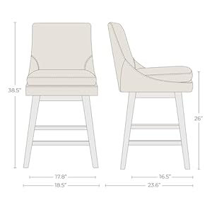 CHITA Bar Stools Set of 2, Counter Height Swivel Barstools, FSC Certified Morden Upholstered Fabric Counter Chairs with Back Support, 26.8" H Seat Height, Fabric in Ivory CHITA Bar Stools Set of 2 Counter Height Swivel Barstools FSC Certified Morden Upholstered Fabric Counter Chairs with Back Support 268 H Seat Height Fabric in Ivory