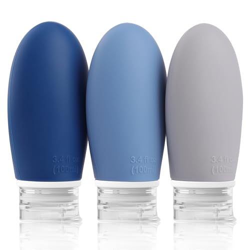 Opret Botes Viaje Rellenables 100ml 3 Piezas, Botellas de Viaje Silicona para Gel y Champu, Botes Viaje a Prueba de Fugas para Gel, Champús, Lociones y Artículos de Tocador, FDA Certificado Sin BPA