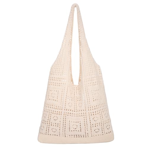 Image of XZQTIVE Crochet Tote Bag for Women Mesh Beach bag for Summer Vacation Aesthetic Hobo Knit Shoulder Bag