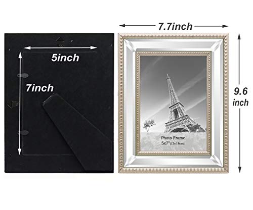 Meetart 5x7 3 Pack Mirror Photo Frames Sets for Wall Pictures Decor or Table Stand