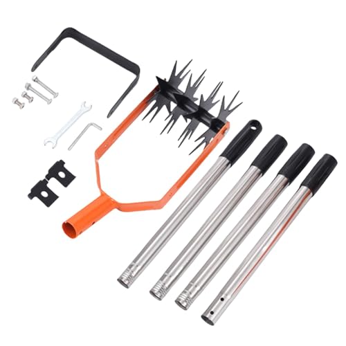 Attrezzo da giardino – coltivatore rotante in acciaio con barra per piedi – Allenta il terreno per gli appassionati di giardinaggio strumento di miscelazione del terreno per prato, aiuole