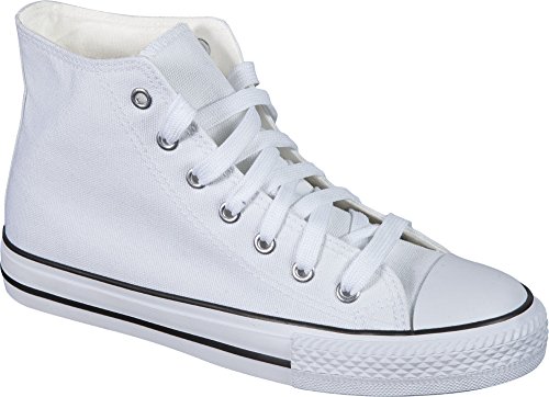 Emilio Fernández Zapatillas Bota Lona Loneta Basket Unisex (43, Blanco)