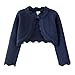 Girls Cropped Cardigan Sweaters Long Sleeve Cable Knit One Button Open Front Lightweight Cover Up (Dark Blue, 7-8 Years)