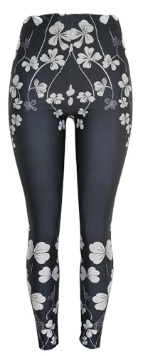 Sister Amy Girl Geometric Figures Ankle Elastic Tights Legging A-White Flower-1 X-Small