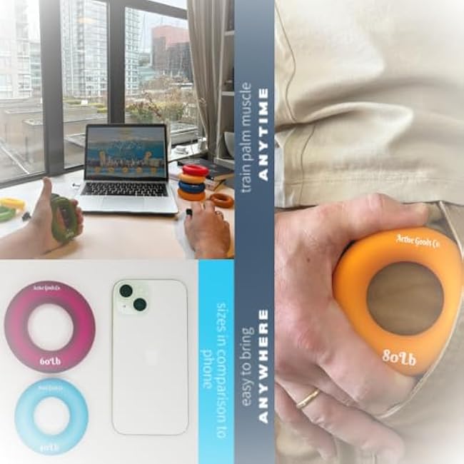 Hand & Forearm Exerciser - Single ring or Set, Resistance 10-120Lb, Diameter 2.5-3,5in. Visit to see more options