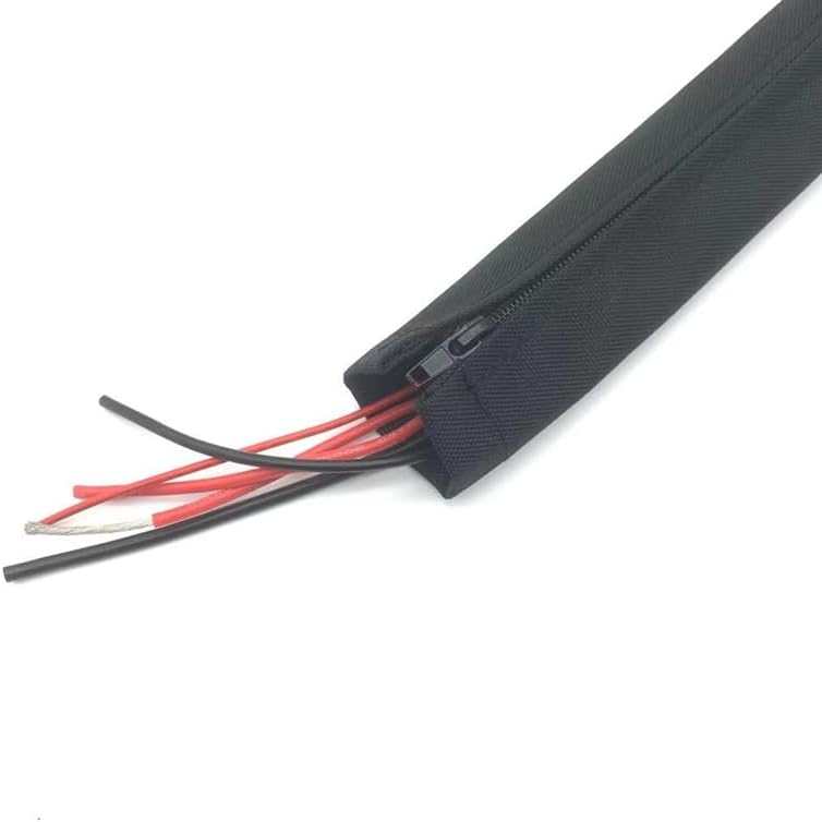 60mm Zipper Cable Sleeve Flexible Nylon Cable Sock Harness Line Sheath Organizer Wire Wrap Management Cord Hider Protection - (Color: Black, Inside Diameter: 60mmx120cm, Length: 1 Piece)