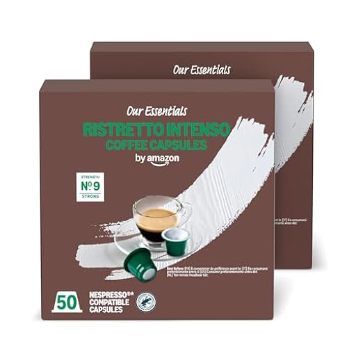 by Amazon Cápsulas de Café Ristretto Intenso de Plástico Compatibles con Nespresso, Tostado Oscuro, 100 Unidades (2 Paquetes de 50), Certificadas por Rainforest Alliance | Ya disponible en tu tienda friki favorita! En mundofriki.es!