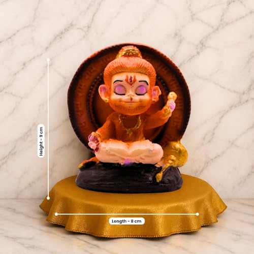 Image of VAMA Premium Bal Hanuman Murti in Ram Naam Jaap Posture | Divine Hanuman Idol for Home, Mandir & Meditation | Pure Devotion, Mental Focus & Inner Strength