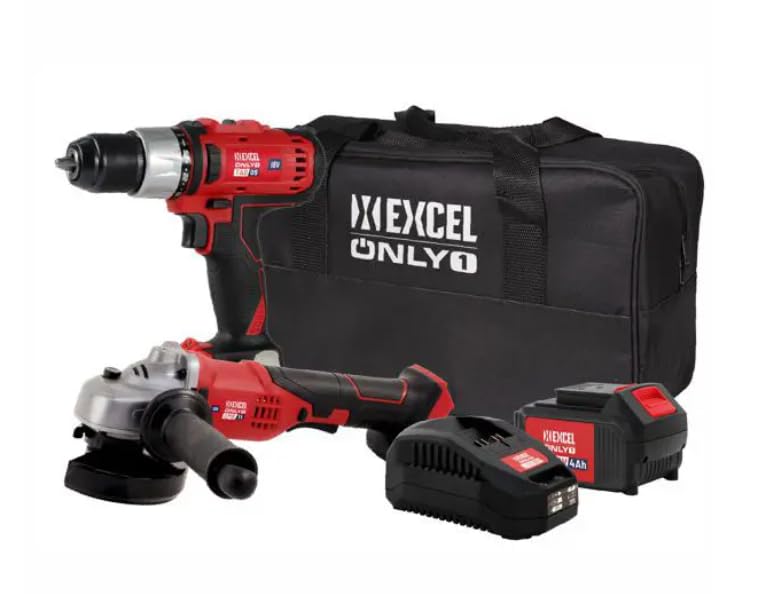 Trapano e Smerigliatrice KIT V18 ONLY1 EXCEL 11265 con Batteria Li Ah 4