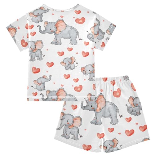 ALAZA Elephant Heart Pajamas Short Sleeve 2 Piece Sleepwear Top and Bottom Pajama Set Unisex2