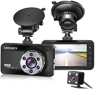 ORSKEY Dash Cam Front and Rear 1080P Full HD Dual Dash Camera In Car Camera Dashboard Camera 170 Wide Angle HDR with 3.0" LCD Display Night Vision Motion Detection and G-sensor