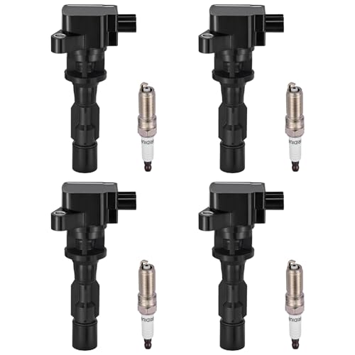 Image of BDFHYK Ignition Coil Pack UF516 and Iridium Spark Plug SP530 Compatible with Ford Fusion 2006-2009 Mercury Milan 2006-2009 2.3L l4 Ford Oem Coil Pack Coil for 6E5Z12029AA Set of 4