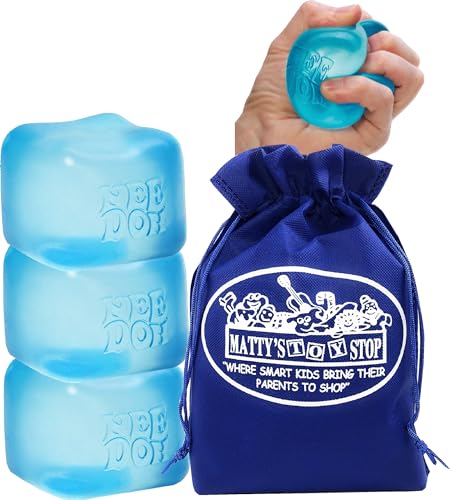 Nice Cube Translucent NeeDoh...Groovy Glob! Squishy, Squeezy, Popping, Stretchy Stress Fidget Cubes Blue Crew Gift Set Party Bundle with Storage Bag - 3 Pack (Blue) image 8