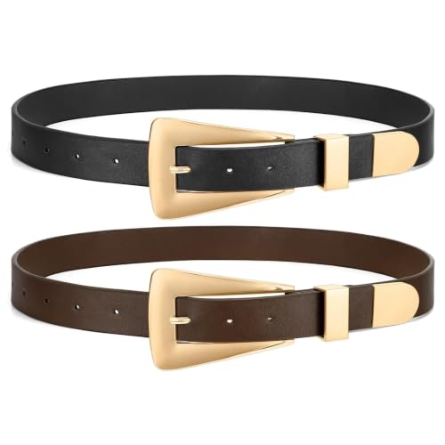 Image of WHIPPY 2 Pack Women Leather Belts Ladies Fashion Casual Waist Belt