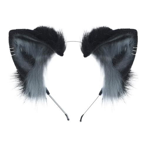 ASFWAGQ Diadema de orejas de gato, para cosplay, Neko Ears Clip para el pelo, para gato, oreja, zorro, lobo, orejas, diadema, cosplay, niña, mujer y niños, Halloween Cosplay