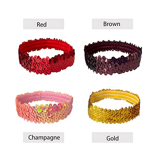 12 Pack Sequin Headbands Elastic Stretch Sparkly Fashion Headband For Teens Girls Women Hairband Sport Head Band Party Favors Muticolored #TOP3