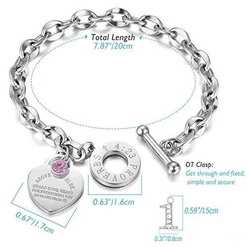 Charm Bracelet for Women, Sweet Heart Charm Bracelets with OT Clasp Birthday Gift for Her, Birthday Gift Idea for Women3