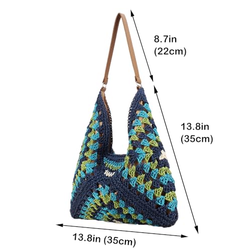 Image of Rejolly Straw Hobo Bag for Women Tote Bag Summer Vacation Beach Handbags Boho Bohemian Style Shoulder Purse