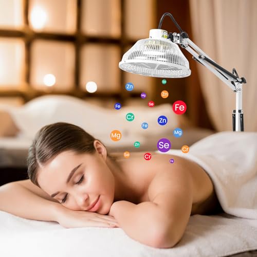 Image of TDP Far Infrared Mineral Heat Lamp, 250W Adjustable Infrared Light, 5-Level Timer, Safe Anti-Burn Design, Ideal for Relaxation and Comfort