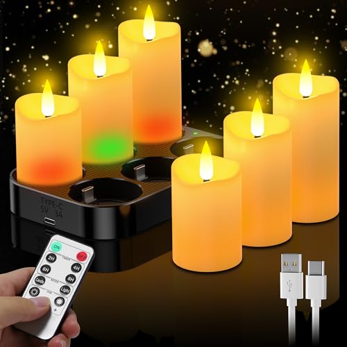 daphomeu Wiederaufladbar LED Kerzen mit Ladestation 6 Stück,...
