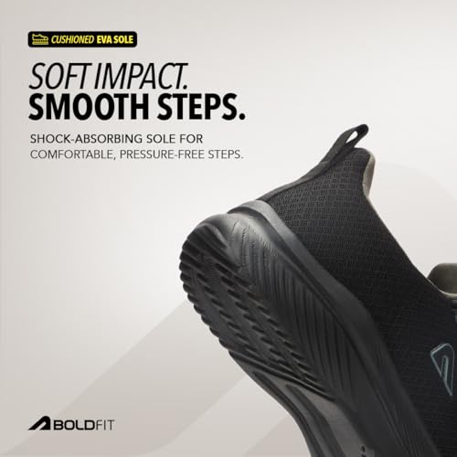 Image of Boldfit Mens Walking Shoes, Breathable Knit Slip-On Casual Shoes with Memory Foam Insole, Thick Eva Outsole & Padded Heel Support, Lightweight, Sock-Like Fit for All-Day Comfort