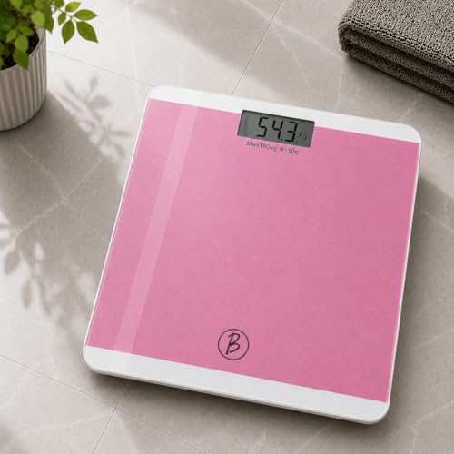 Image of Btag Premium Digital Body Weight Scale | 26x26 cm Wide Platform | Clear LCD Display | Anti-Skid Base | 180 kg Capacity Block Design (Pink)