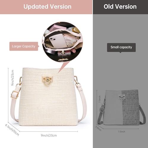 KALIDI FANCY FOREST Kleine Umhängetasche Damen, Leder Crossbody Bag Damen, Stylische Handtasche mit Verstellbarem Gurt,Beige