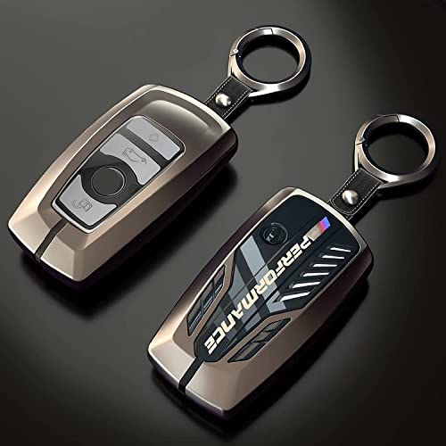 AvryLuky Alloy Car Key Case Rings Cover Holder for BMW 1 3 5 7 Series 525li 530 F48 X1 X2 X3 X4 X5 X6 Classic Engine Head Concept (B-Style Glod)