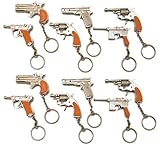 verschiedene Modelle (min. 4) jameitop®12 X Waffe Silber funktionsfähig Schlüsselanhänger Metall Anhänger Revolver Wehrmacht Pistole