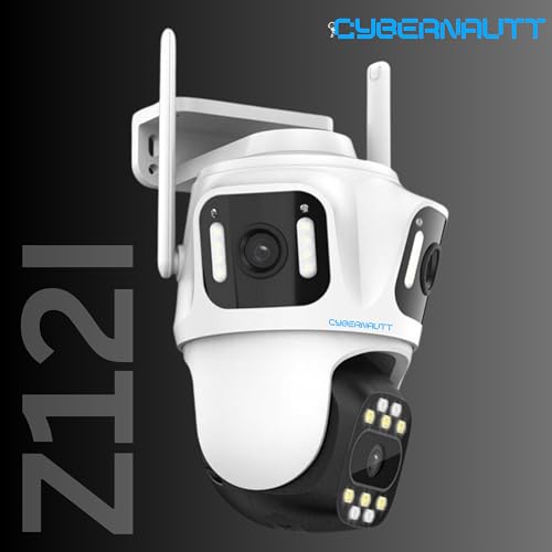 Image of XUGA Cybernautt Z12I 12MP FHD Triple Lens WiFi Outdoor CCTV Camera | PTZ | Color Night Vision | 3 View Screen | Motion Detection | Two-Way Audio| IP66 Waterproof |128GB