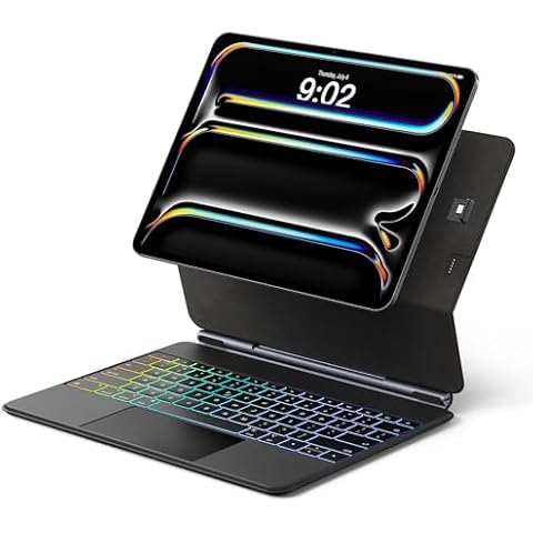 runelk Keyboard Case for iPad Pro 13-inch (M4) 2024, Auto-Connect Design & No Charging Required, Magic-Style Magnetic Keyboard Case with Multi-Touch Trackpad, Compatible with iPad Pro 13 Cover