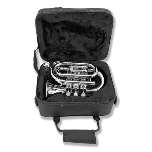 Wuqimusc GUANYUE-062 Brass Pocket Trumpet Bb Key Nickel Plated thumb #7