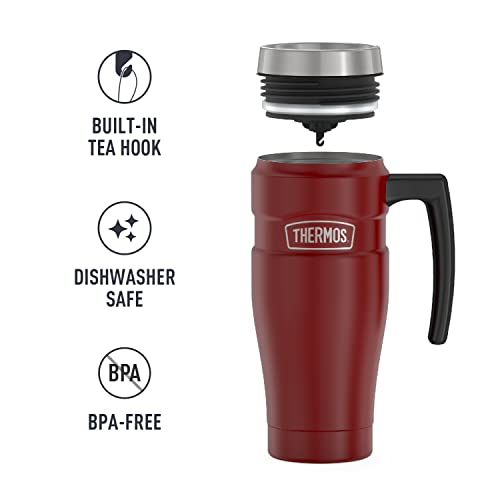 Taza de viaje THERMOS Stainless King rojo rústico, 16 oz aislada