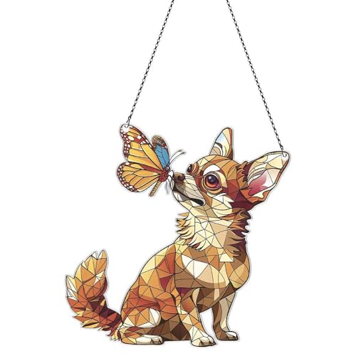 Image of Chihuahua Butterfly Acrylic Ornaments Suncatcher Gifts Christmas Decor
