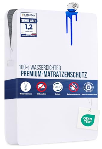 Utopia Bedding Matratzenbezug 100 x 200 x 30 cm Wasserdichter mit Reißverschluss, Oeko-TEX Zertifiziert, Matratzenschoner, White