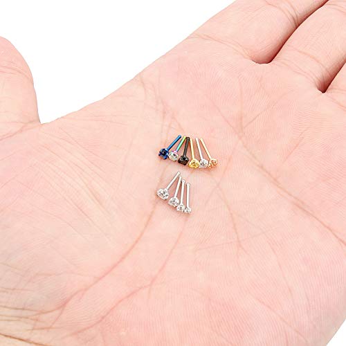 Yaalozei 20G Nose Ring Stud Piercing Jewelry For Women 20 Gauge Stainless Surgical Steel Straight Nose Stud Nose Ring Bone Pin Nose Ring Stud Nose Piercing Jewelry Men Silver Black Rose Gold Colorful #TOP2