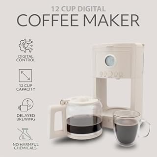 WILLOW Eco Series 12 Cup Drip Coffee Maker, 24 HR Programmable Coffee Maker with Glass Coffee Pot, Removable Filter Basket, Keep Warm Function & Auto Shut-off, Coffee Machine with Digital Display