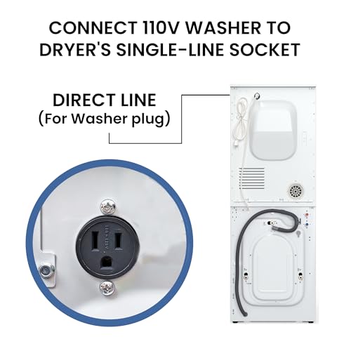 Equator Premium 24" Vented Dryer with Washer Connection Socket, 13 lb / 3.1 cu.ft Capacity, Sensor Dry & 110V Operation – Compact Laundry Dryer in White with Reversible Door