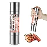 Vicloon Gewürzmühle,Pfeffermühle Edelstahl,Doppelkopf-Design,Manuell Pfeffermühle und Salzmühle,Verstellbarem Pfeffermühle,Küchenzubehör-20.3cm