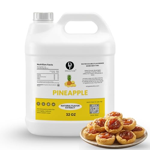 Image of Dolce Flav Natural Pineapple Flavoring Concentrate | Water Soluble | 32 Fl Oz