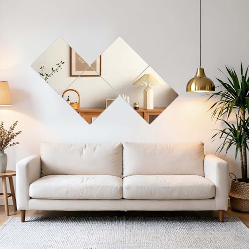 Ytwehela Lot de 4 miroirs adhésifs - 25 x 25 cm - HD - Miroir autocollant à coller - Pour mur, école, maison, salon, salle de bain, chambre à coucher – vue 7