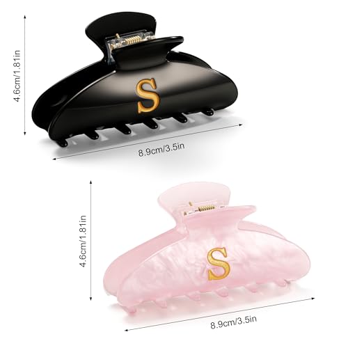 Image of CWJCYTNSN 2 PCS Hair Claw Clips for Women Non-slip Black Pink Claw Clips for Thick Thin Hair Stylish S Hair Clips Elegant Hair Accessory Girls