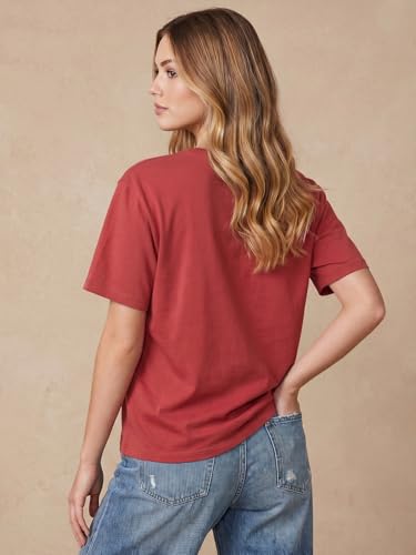 Image of JUNEBERRY Women's Regular Fit Printed Tee - 100% Pure Cotton, Round Neck, Half Sleeve Graphic T-Shirt for Daily Use (Colors: Red, Brown, Green & Future Dusk)