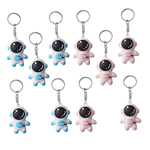 Sewroro 10pcs Adorable Astronaut Keychains Cute Cartoon Space Pendant for Bags Phone Accessories and Hanging Decor All Ages